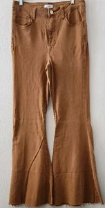 Forever 21 dehnbarer Hochhaus Super Flare Bein roher Saum braun Damen Größe 28 - Bild 1 von 5