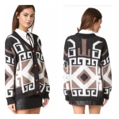 Suéter Cárdigan Cubista Geométrico Gran Tamaño Mezcla Alpaca WILDFOX Talla Pequeña Foto 1 de 4