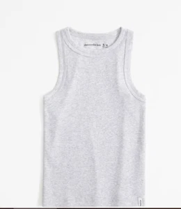 NIP Abercrombie & Fitch Girl's essential high-neck rib tank sz 13/14 Light Grey - Picture 1 of 2