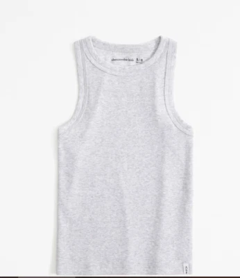 Nuevo en Paquete Abercrombie & Fitch Niña Esencial Cuello Alto Costilla Tanque Talla 13/14 Gris Claro Foto 1 de 2