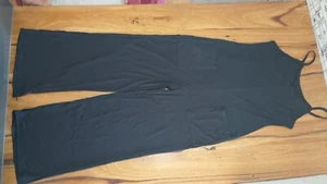 Ladies Sz L (12-ish) Strappy Black Tie Back Drapey Jumpsuit Wide Leg, Never Worn - Picture 1 of 19