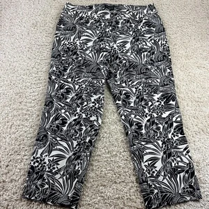 Premise Woman Size 2X Plus Size Black White Floral Tropical Pants - Picture 1 of 6