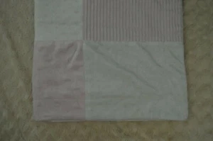 Cutie Pie Pink Patchwork Square Baby Blanket Minky Dot Stripes Off White Lovey - Picture 1 of 10