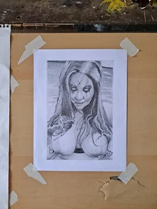 Oringinal 8,5 x 11 Zoll gruselige Zeichnung einer nackten Frau - Bild 1 von 4