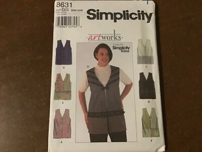 Simplicity 8631 Sewing Pattern ~ Women’s Vest ~ Size 26 28 30 32 ~ Uncut - Image 1 of 4