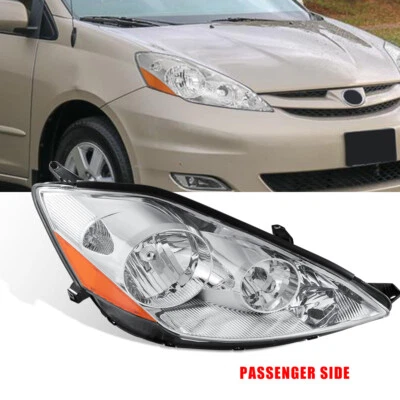 1PC Right Passenger Side Chrome Headlight  Assembly For 2006-2010 Toyota Sienna Foto 1 de 4