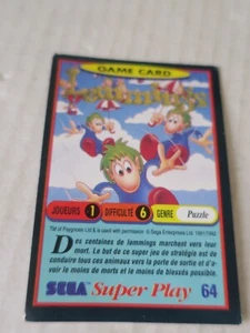 SEGA SUPER PLAY N° 64 - LEMMINGS - PANINI GAME CARD - FRANCAIS - Imagen 1 de 2