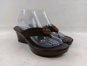 Italian Shoemaker Damen Sandalen Gr. 9 M braun Perlen Slipper Hausschuhe # - Bild 1 von 22