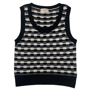 Officine Generale Tilda Graphic Maglione Gilet Taglia S Misto Lana Merino Nero - Foto 1 di 5