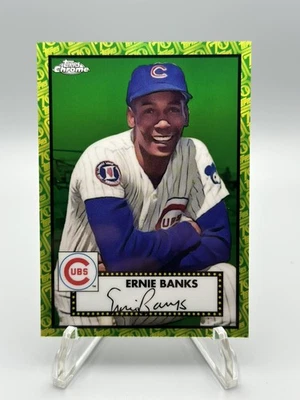 2021 Topps Chrome Platinum Anniversary Ernie Banks Green  Yellow /99 - Cubs!! - Image 1 of 3