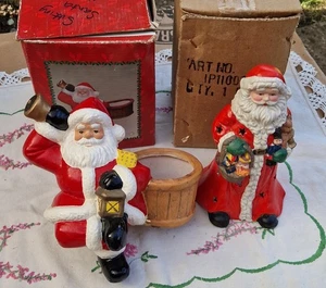 2 VTG Santa Christmas Figures, Tealight Santa 7" & Shelf Sitter 7" Both Boxed - Picture 1 of 7