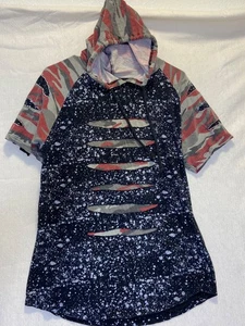 Rolling Papers Hoodie T-shirt LG Black Splatter Red Camo, Y2K Streetwear - Picture 1 of 9