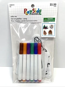 Playside Creations Color Me Iron-On Camp Patches Kids Craft Kit - Picture 1 of 3