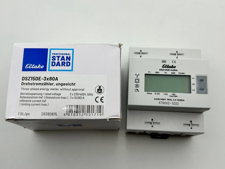 Eltako EDZ15DE-3x80A Zusatz Drehstromzähler 3x230/400V 50Hz ungeeicht - Bild 1 von 1