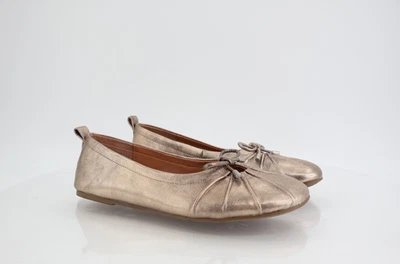 Gentle Souls Marilyn Ballet Flats Womens 8.5 Gold Leather Slip on Bow Shoes - Image 1 of 4