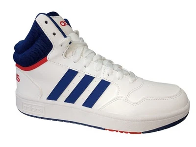 Scarpe basket Adidas hoops 3.0 mid K Ragazzoin Pelle bianco/blu - Immagine 1 di 4