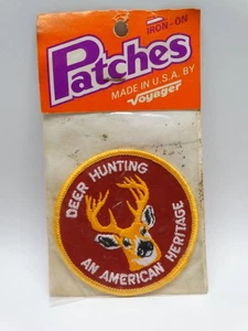 Vintage Voyager Deer Hunting An American Heritage Iron-on Patch USA NEW - Picture 1 of 3