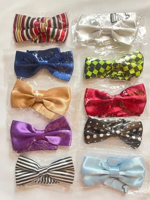 Lots 10 Classic Solid Satin Mens Adjustable Tuxedo Bowtie Wedding Party Bow Tie - Image 1 of 4