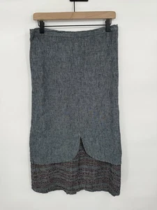 Gonna midi lino 100% lino a strati taglia small Lagenlook traspirante boho pull on - Foto 1 di 5