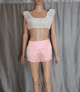 Vintage Bloomer Shorts Size Small Handmade Light Pink Neon Glow Silky - Picture 1 of 18