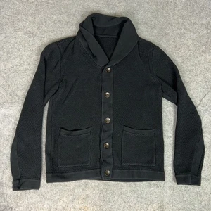Rag & Bone Sweater Mens Small Black Shawl Collar Button Cardigan Cotton Knit - Picture 1 of 7