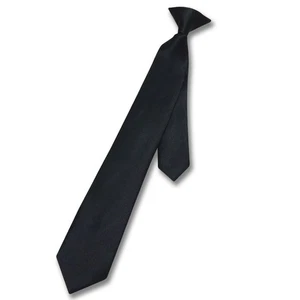 Vesuvio Napoli Boys CLIP-ON NeckTie Solid BLACK Color Youth Neck Tie - Picture 1 of 3
