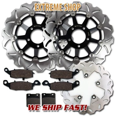 Rotor de disco de freno delantero + trasero + pastillas para Suzuki GSX 600 y GSX 750 Katana (1998-2002) Foto 1 de 2