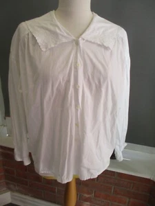 Vintage LAURA ASHLEY Loose Fit White Cotton Blouse With Detailed Collar UK 12 - Picture 1 of 8