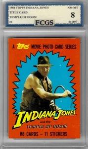1984 Indiana Jones Title Card #1 Graded FCGS 8 NM-MT - Picture 1 of 2