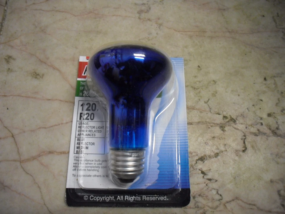 50W 50 Watt R20 R 20 120V Flood Light Bulb FROSTED REFLECTOR BLUE Color - Image 1 of 1