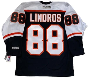 ERIC LINDROS PHILADELPHIA FLYERS BLACK CCM 2000 JERSEY MEDIUM NEW W/TAGS - Picture 1 of 6