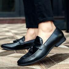 Mens Shoes Pointy Toe Business Dress Formal Shoes Slip On Leather Tassel Loafers