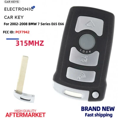 Mando a distancia para BMW Serie 7 E65 E66 2002-2008 4 botones 315 MHz PCF7942 CAS1 Foto 1 de 4