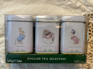 Vintage 3 Packs Beatrix Potter Mini New EnglishLoose Tea Tins NIOB Collectable - Picture 1 of 7