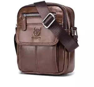 Echtleder Tasche Große Kapazität Verstellbarer Schultergurt Herren Braun - Bild 1 von 7