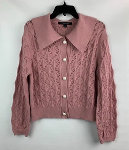 Andrew Marc New York Cardigan Zephyr Collared Buttons Long Sleeve Size M NEW - Picture 1 of 9