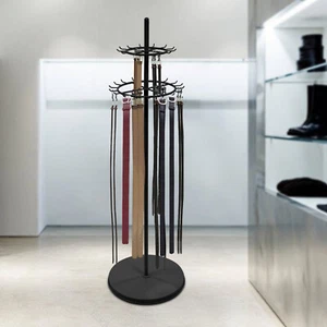 2-tier Tie Rack Floor Stand Belt Hanger Display Shelf 31 Hooks Adjustable Feet - Picture 1 of 18