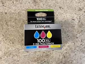Lexmark 100XL 3 Ink Multipack Genuine Cartridge NEW SEALED Yellow Cyan Magenta - Picture 1 of 3