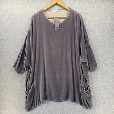 Túnica Corte Suelta Mujer Talla Única Terciopelo Gris Plateado Bolsillos Top Rayón Seda Nueva con Etiquetas Foto 1 de 4