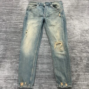 Zara Jeans Size 34 34x32 Mens Slim Straight Button Fly Blue Denim - Picture 1 of 10