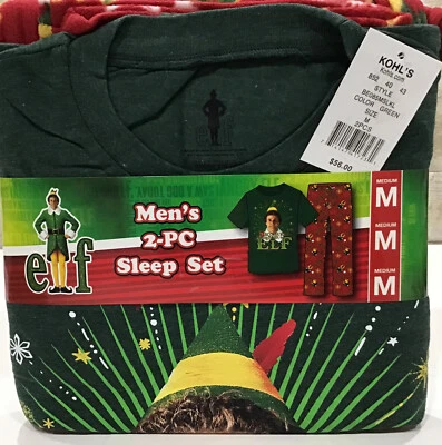Men's Elf "Discover Your Inner Elf" 2-Piece Top & Pant Pajama Set Size M $56 NEW - Image 1 of 3