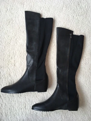 BOTAS PLANAS MUJER PELLE MODA ALTAS POR DEBAJO DE LA RODILLA EN NEGRO TALLA 9M NUEVAS SIN CAJA Foto 1 de 4