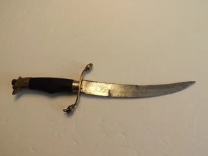 19TH CENTURY INDIAN MILITARY CURVED DAGGER WITH WOOD HANDLE/BRASS EAGLE-VG - Picture 1 of 10