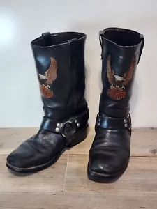 Harley-Davidson Men’s Black Leather Embroidered Motorcycle Boots Sz 8.5D #8604 - Picture 1 of 7