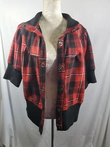 Caren Sport 1x 3/4 Sleeve Red Plaid Wool Jacket - Picture 1 of 5