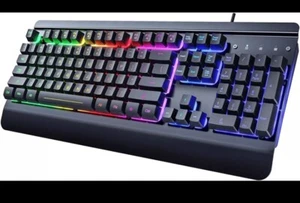 Dacoity Gaming Keyboard, 104 Keys All-Metal Panel, Rainbow LED Backlit Quiet, Up - Picture 1 of 7