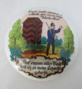 Vecchio Boccale Birra Porcellana Coperchio Reservistika Um 1900 Prussia Militare - Foto 1 di 6