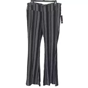 No Boundaries - Women's XXL 21 Black and White Striped Stretch Flare Leg Pants - Picture 1 of 6