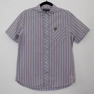 Camisa Lyle & Scott Para Hombres Rosa Azul Cuadros Talla M | Manga Corta Abotonada Informal - Imagen 1 de 9