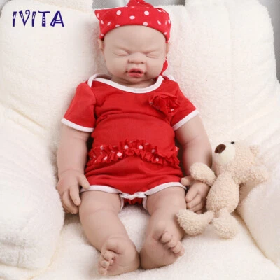 IVITA 19'' Handgemachte Puppen Rebornpuppen Blau Augen Mädchen Silikon Doll - Bild 1 von 4